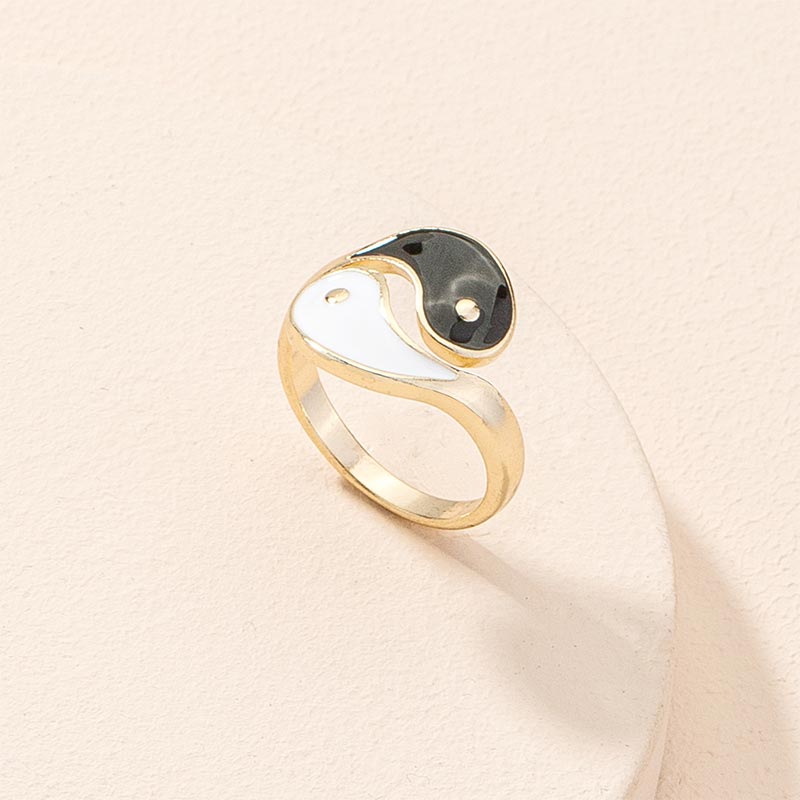 Yin Yang Symbol Adjustable Blessing Couple Ring Fortune Jewel