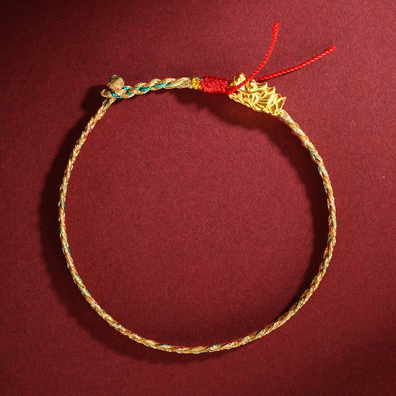 Fortune Jewel Year of the Dragon Handmade Colorful Dragon Carved Success Braided Bracelet