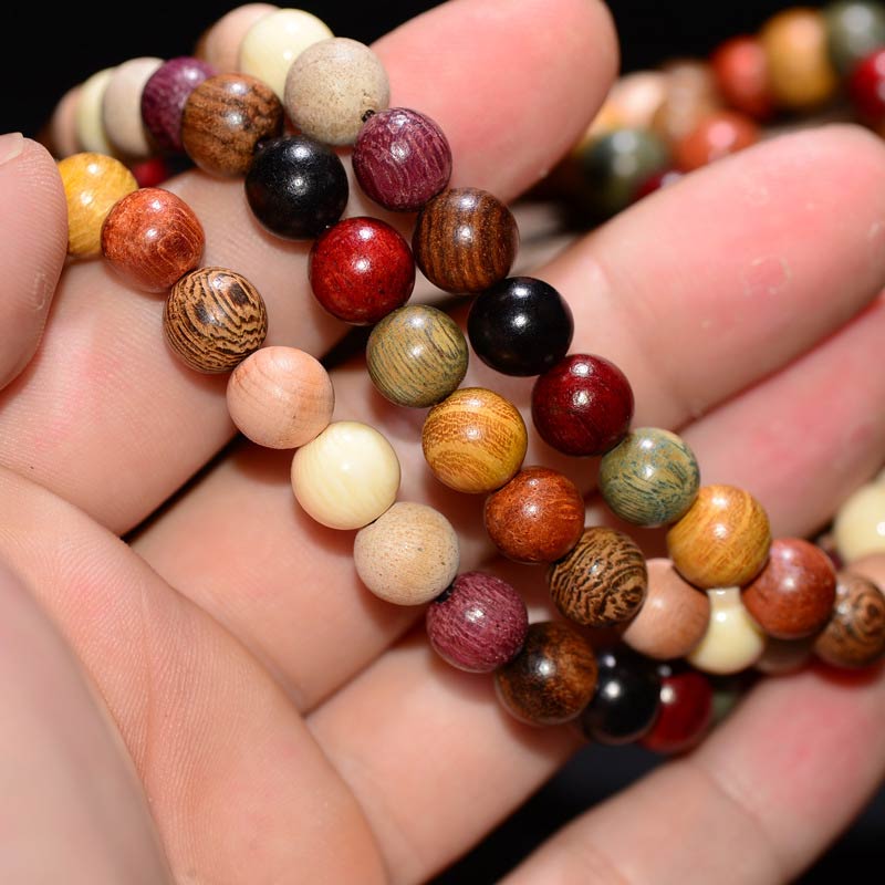 Fortune Jewel  108 Beads Wenge Wood Mala Blessing Meditation Bracelet