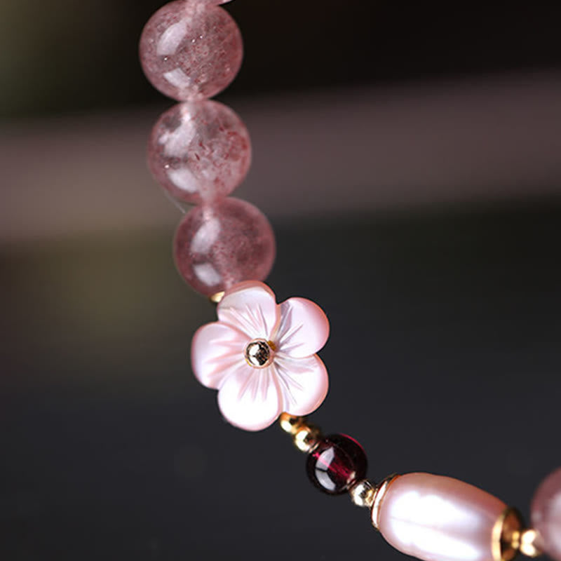 Fortune Jewel Strawberry Quartz Peach Blossom Love Bracelet