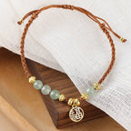 Fortune Jewel Jade Beads Fu Character Blessing Rope Bracelet