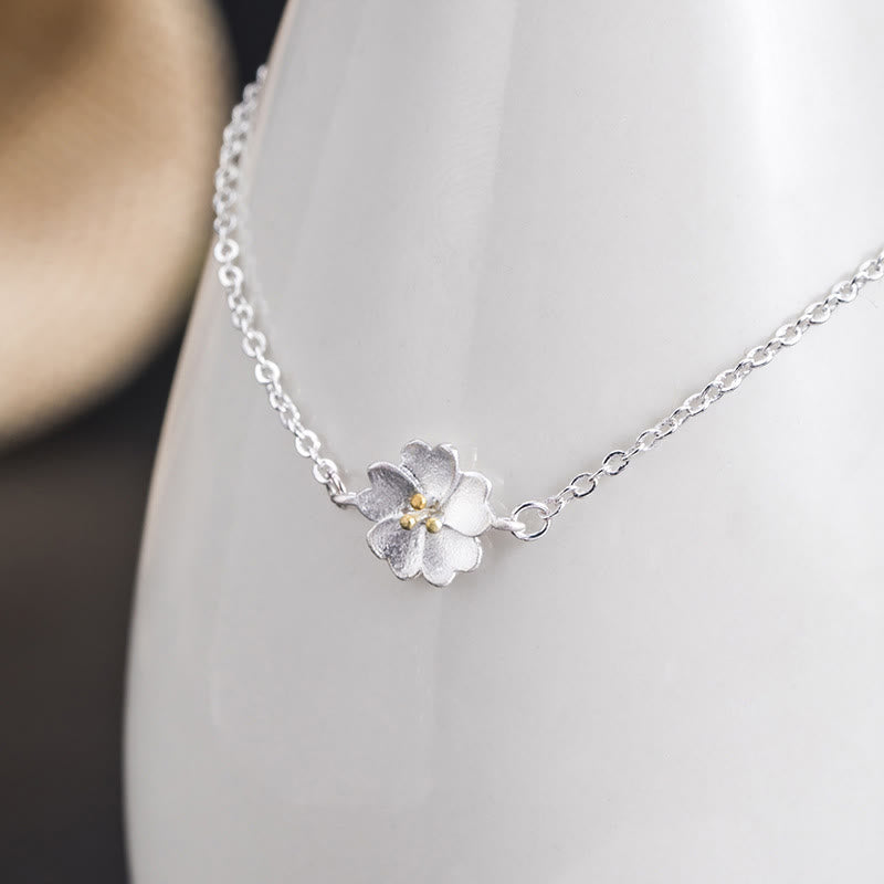 Fortune Jewel 925 Sterling Silver Cherry Blossom Blessing Chain Bracelet