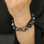 Fortune Jewel Silver Sheen Obsidian Ebony Wood Soothing Bracelet