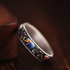 Fortune Jewel Colorful Elephant Carved Strength Adjustable Ring