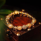 Fortune Jewel Natural Citrine Amethyst Rutilated Quartz Prosperity Protection Bracelet