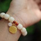 Fortune Jewel Gradient Bodhi Seed Amber Lotus Peace Bracelet