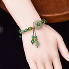 Fortune Jewel Natural Green Jade Luck Dangling Flower Bracelet