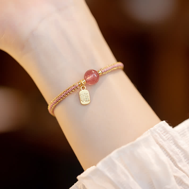 Fortune Jewel Red Agate Jade Lotus Confidence Calm String Bracelet