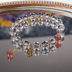 Fortune Jewel White Crystal Strawberry Quartz Healing Attract Fortune Charm Bracelet
