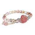 Fortune Jewel Natural Strawberry Quartz Cat Paw Claw Colorful Rutilated Quartz Moonstone Love Bracelet