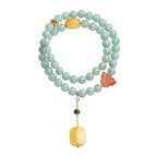 Fortune Jewel 925 Sterling Silver Natural Jade Amber Butterfly Luck Abundance Bracelet