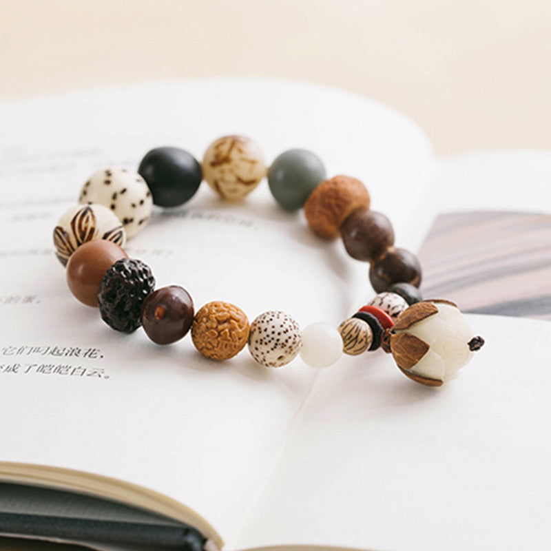 Fortune Jewel Bodhi Seed Lotus Wisdom Peace Wrist Mala Bracelet