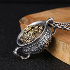 Fortune Jewel Treasure Bowl Copper Coin Ingots Wealth Necklace Pendant