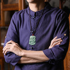 Buddha Stones Natural Jade Chinese Zodiac Dragon Sea Luck String Necklace Pendant Fortune Jewel
