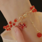 Fortune Jewel Red Maple Leaf Luck Charm Bracelet