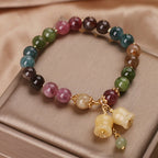 Fortune Jewel Natural Colorful Tourmaline Flower Bead Love Bracelet