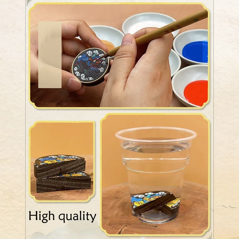 Fortune Jewel PiXiu Copper Coin Ebony Wood Luck Attract Wealth Key Chain Decoration
