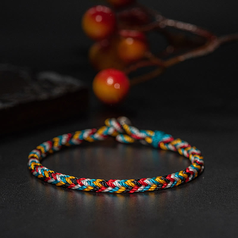 Fortune Jewel Tibet Handmade Five Color Thread Protection Braid String Bracelet