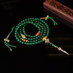 Fortune Jewel 108 Beads Natural Green Agate Success Bracelet Mala