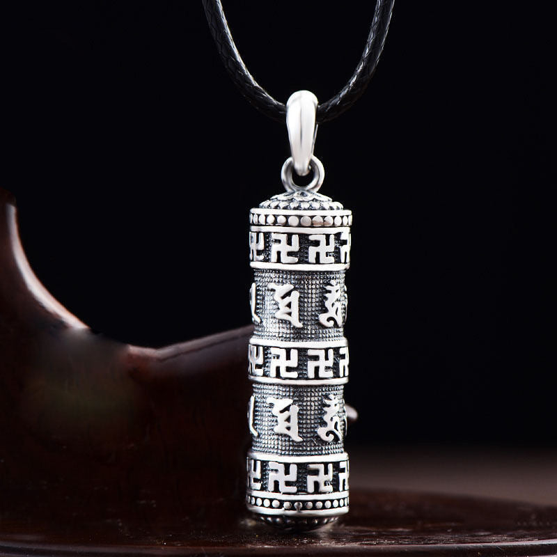 Fortune Jewel Tibetan Om Mani Padme Hum Buddha Swastika Luck Necklace Pendant