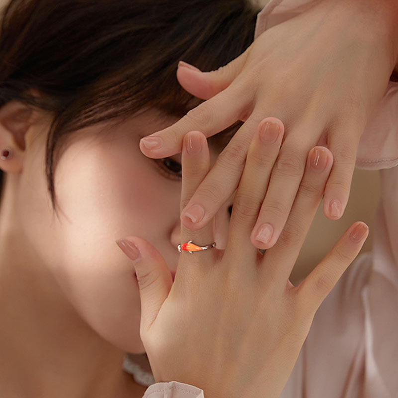 Fortune Jewel Koi Fish Copper Balance Luck Adjustable Ring