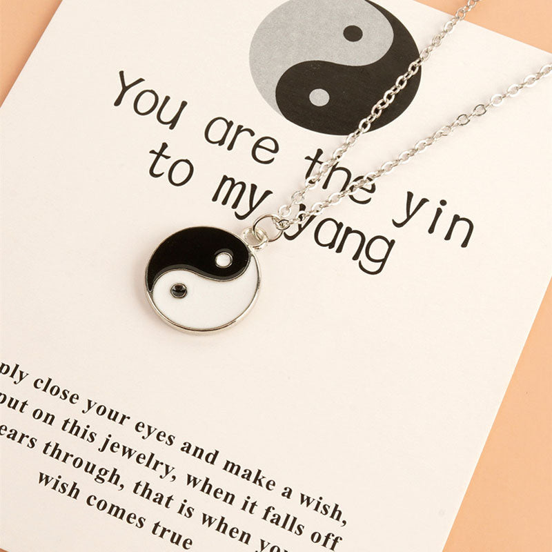 Fortune Jewel 2Pcs Yin Yang Harmony Balance Necklace Pendant Fortune Jewel