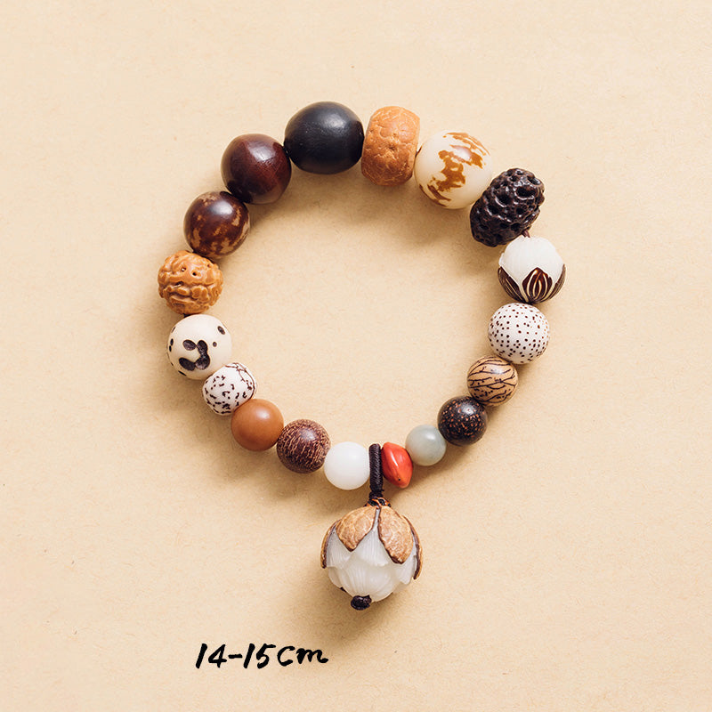 Fortune Jewel Bodhi Seed Lotus Wisdom Peace Wrist Mala Bracelet