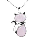 Buddha Stones "Wishing You Love and Kindness" Cat Rose Quartz Necklace Includes Gift Message Card Fortune Jewel