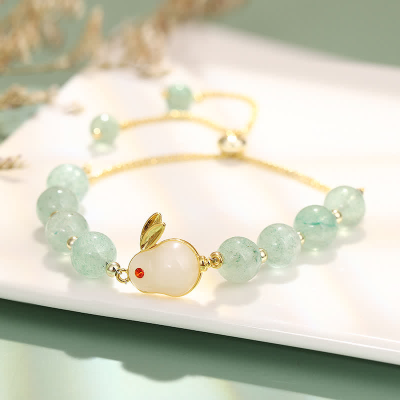 Fortune Jewel Year of the Rabbit Natural Green Aventurine Luck Bead Bracelet