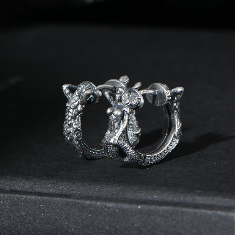 Fortune Jewel 925 Sterling Silver Dragon Hoop Pattern Protection Earrings Fortune Jewel