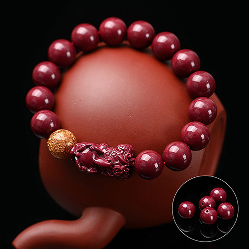 Fortune Jewel Tibetan Cinnabar Pixiu Calm Bracelet