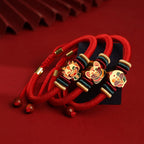 Fortune Jewel Handmade 925 Sterling Silver Year of the Dragon Cute Chinese Zodiac Luck Braided Red Bracelet