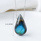 Fortune Jewel Labradorite Water Drop Support Healing Necklace Pendant