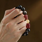 Fortune Jewel Gold Sheen Obsidian PiXiu Cinnabar Om Mani Padme Hum Protection Bracelet