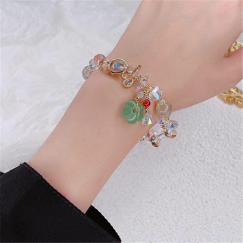 Fortune Jewel Colorful Gemstone Green Aventurine Flower Bead Luck Bracelet
