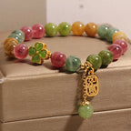 Fortune Jewel Tourmaline Jade Colorful Four-leaf Clover Positive Bracelet