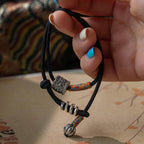 Fortune Jewel Tibetan Om Mani Padme Hum Carved Amulet Double Wrap Bracelet