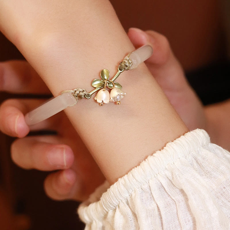 Fortune Jewel Lily of the Valley Flower Happiness Strength Bracelet Bangle