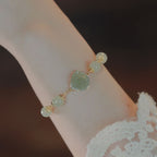 Fortune Jewel 14K Gold Plated Hetian Jade Rose Flower Luck Chain Bracelet