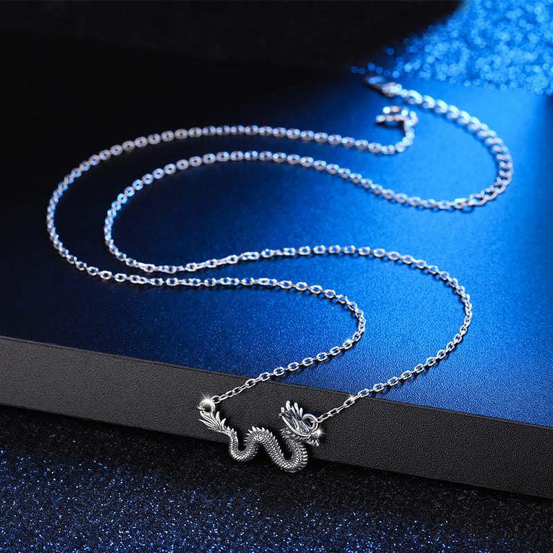 Fortune Jewel 925 Sterling Silver Year Of The Dragon Auspicious Dragon Protection Chain Necklace Pendant