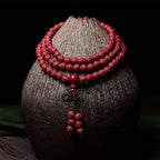 Fortune Jewel 108 Mala Beads Cinnabar Om Mani Padme Hum Pattern Engraved Blessing Bracelet