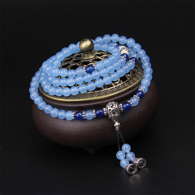 Fortune Jewel 108 Beads Blue Crystal Healing Bracelet Mala
