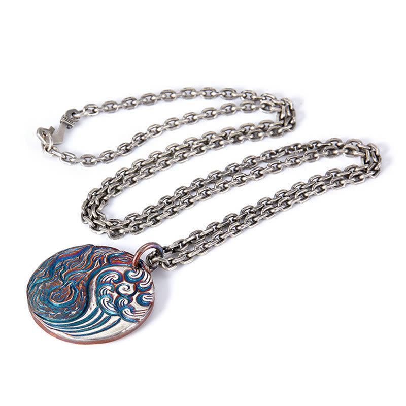 Fortune Jewel 990 Sterling Silver Yin Yang Water and Fire Balance Necklace Pendant Fortune Jewel