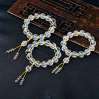 Fortune Jewel Tibet White Crystal Half Demon Half Buddha Heart Sutra Lotus Healing Bracelet