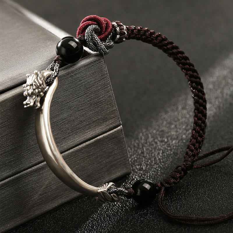 Fortune Jewel 925 Sterling Silver Auspicious Dragon Success Handcrafted Braided Bracelet