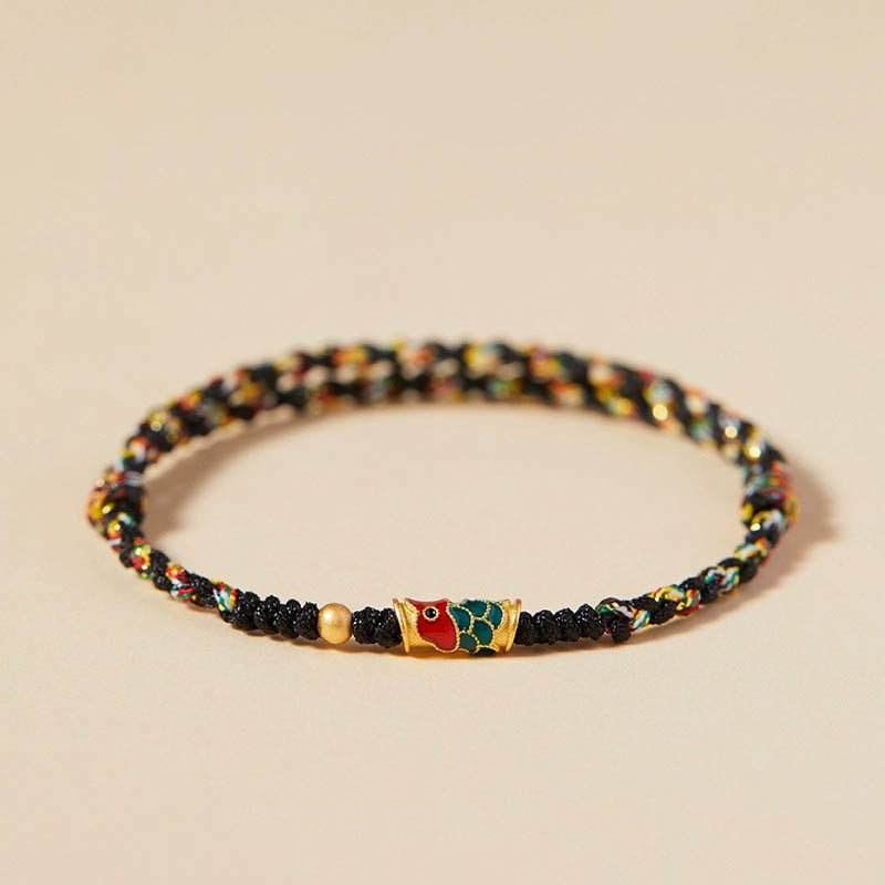Fortune Jewel Handcrafted Koi Fish Wealth Prosperity Braided Rope Bracelet