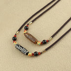 Fortune Jewel Tibetan Nine-Eye Dzi Bead Protection Blessings String Necklace Pendant