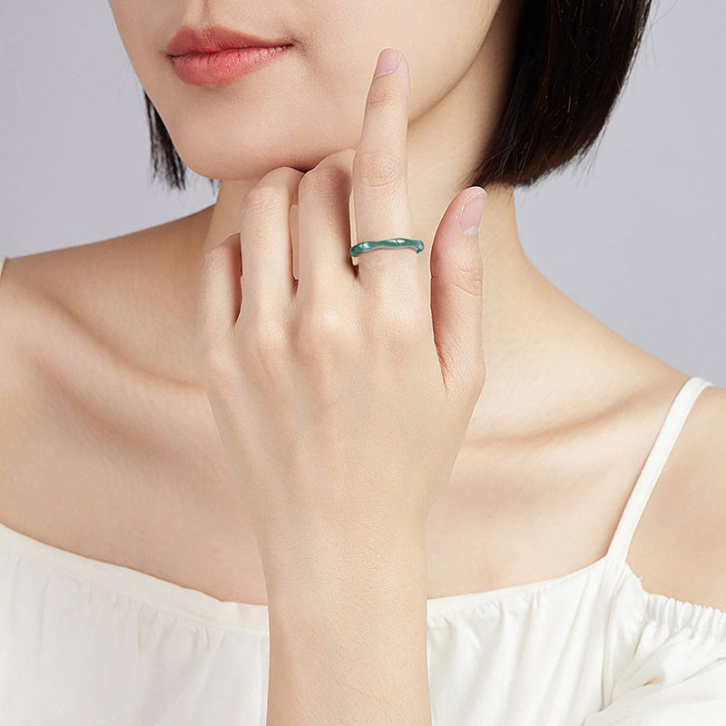 Fortune Jewel Natural Jade Bamboo Prosperity Abundance Ring