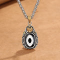 Fortune Jewel Tibet Dzi Bead Garuda Pattern Copper Metal Wealth Necklace Pendant