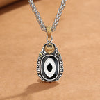 Fortune Jewel Tibet Dzi Bead Garuda Pattern Copper Metal Wealth Necklace Pendant